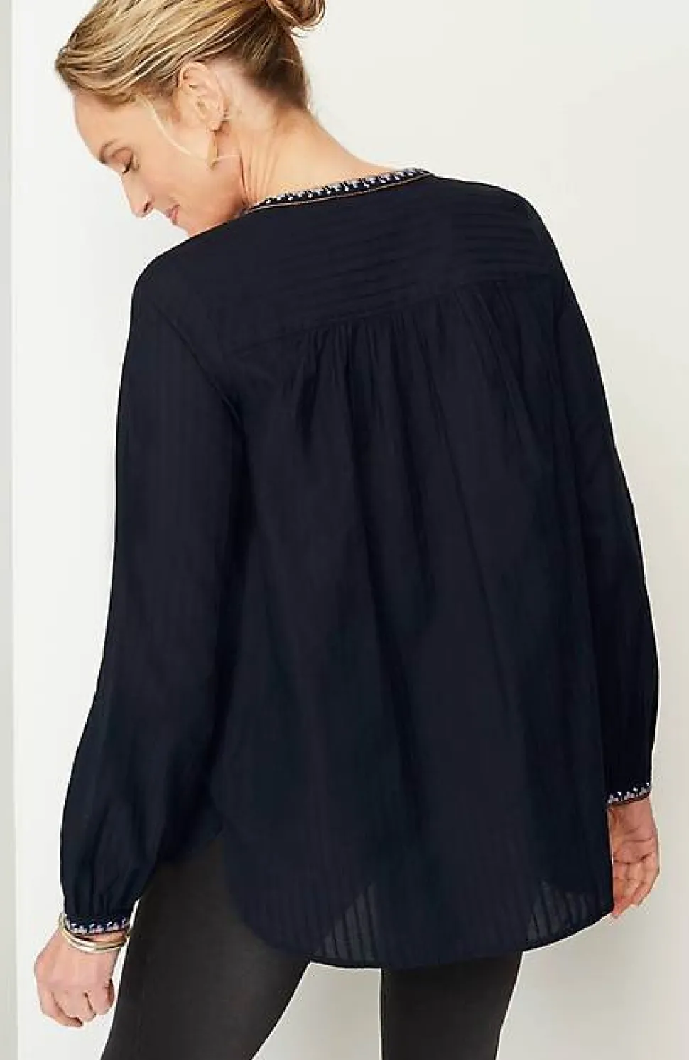 Pure Jill Shadow-Stripe Embroidered Blouse | Jjill