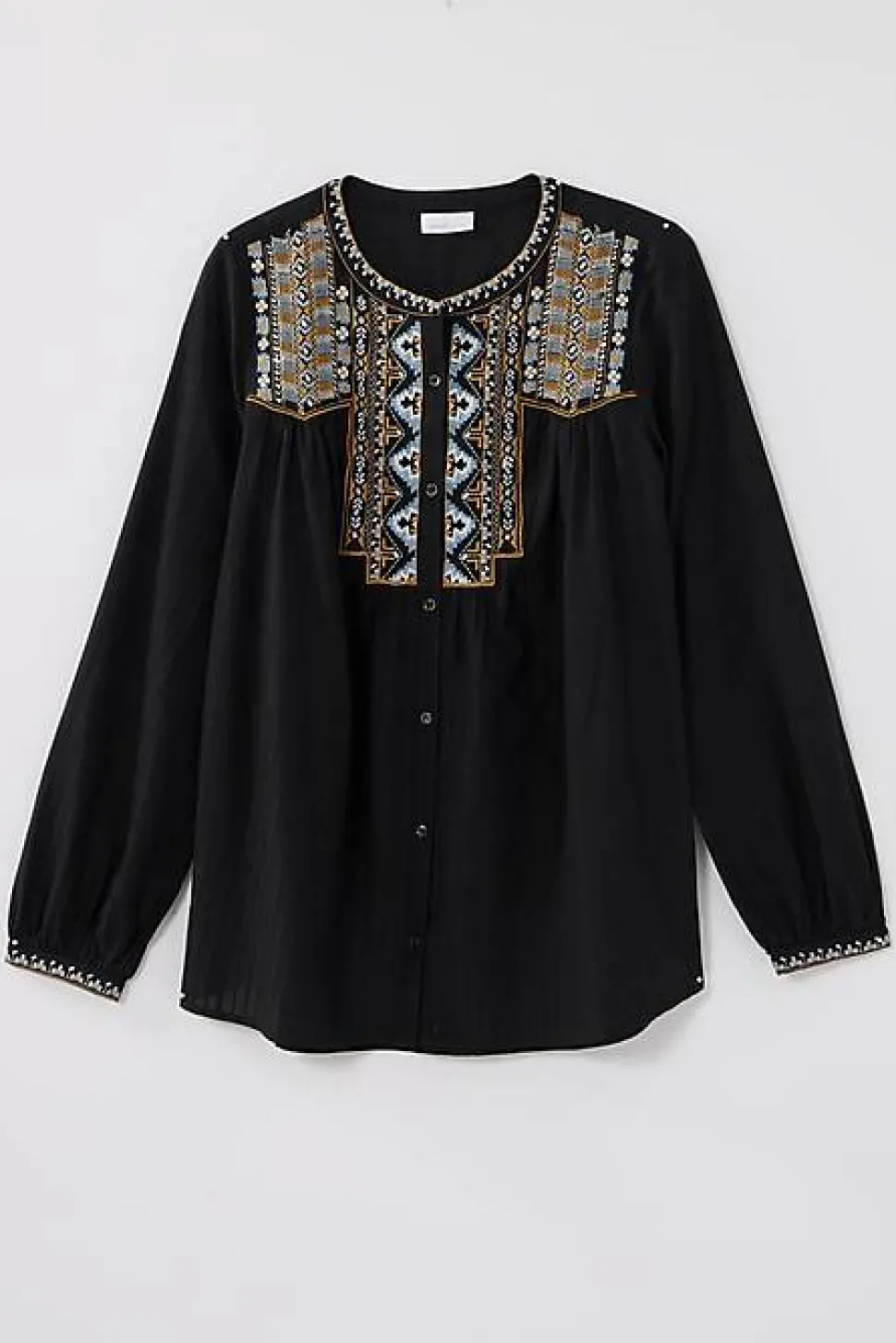 Pure Jill Shadow-Stripe Embroidered Blouse | Jjill