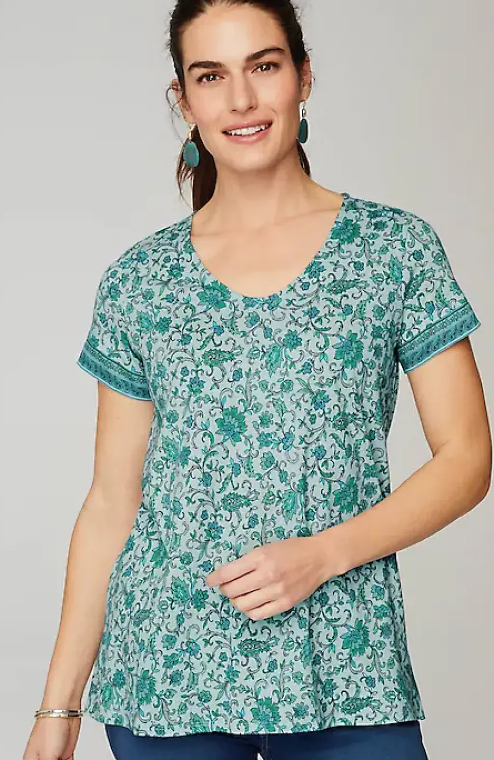 Pure Jill Side-Slit Elliptical Tee | Jjill