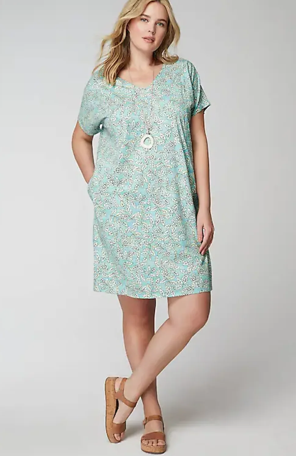 Pure Jill Soft-V-Neck T-Shirt Dress | Jjill