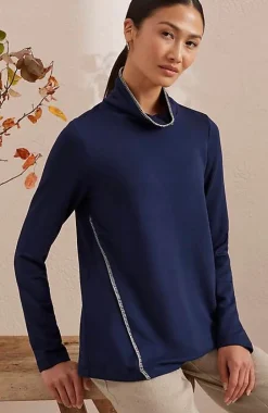 Pure Jill Tranquility Fleece Whipstitched Top | Jjill