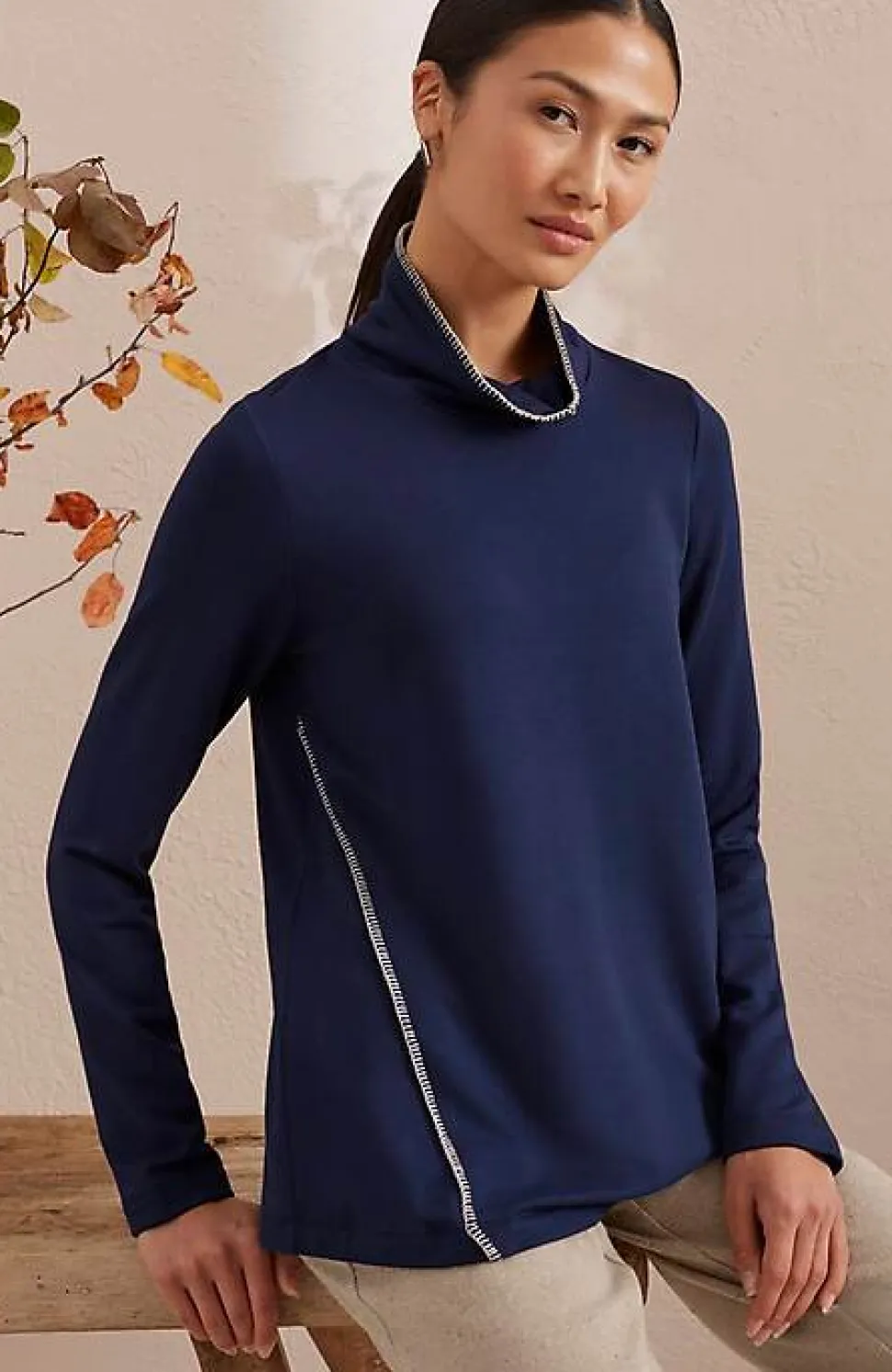 Pure Jill Tranquility Fleece Whipstitched Top | Jjill