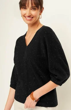Pure Jill Tweed Double-V Sweater | Jjill