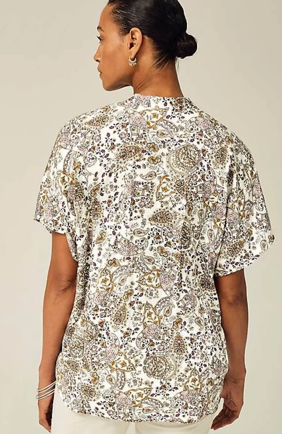 Relaxed Printed Satin Top | Jjill