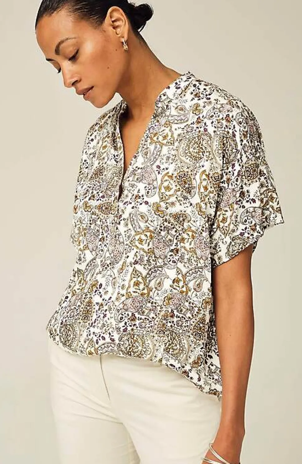 Relaxed Printed Satin Top | Jjill