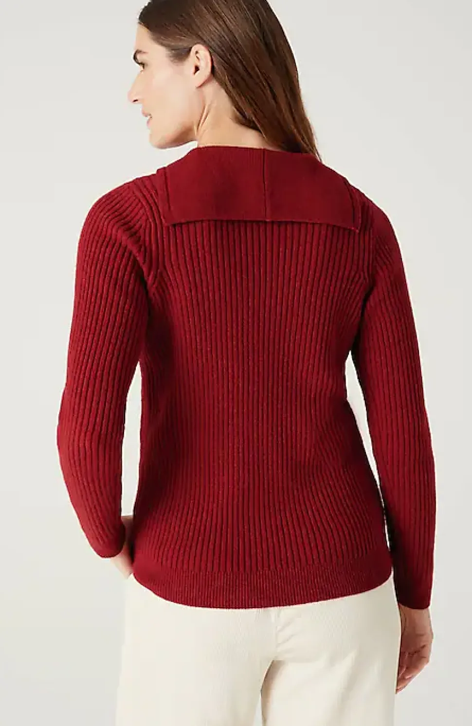 Ribbed-Stitch Collared Sweater | Jjill