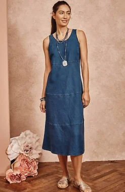 Seamed Indigo Midi Dress | Jjill
