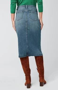 Slit-Hem Denim Skirt | Jjill
