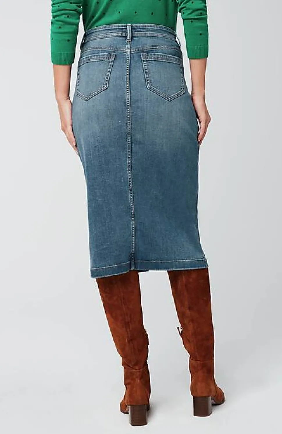 Slit-Hem Denim Skirt | Jjill