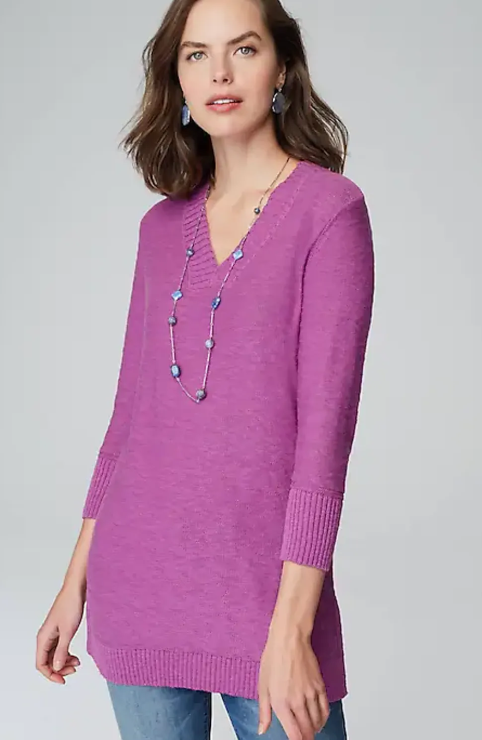 Slub Rib-Trimmed Sweater Tunic | Jjill