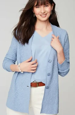 Slub-Textured Button-Front Cardi | Jjill