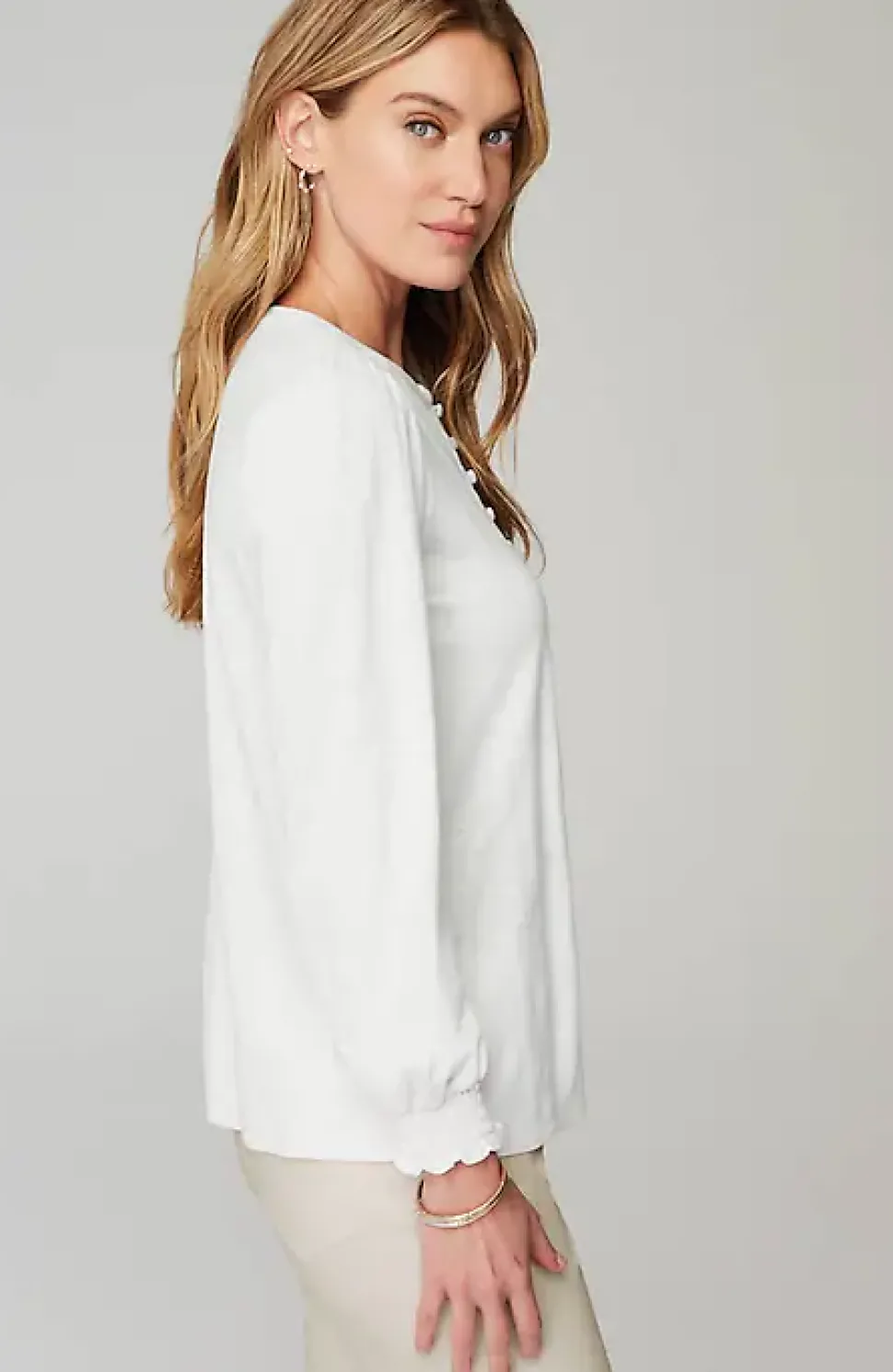 Smocked Henley Top | Jjill