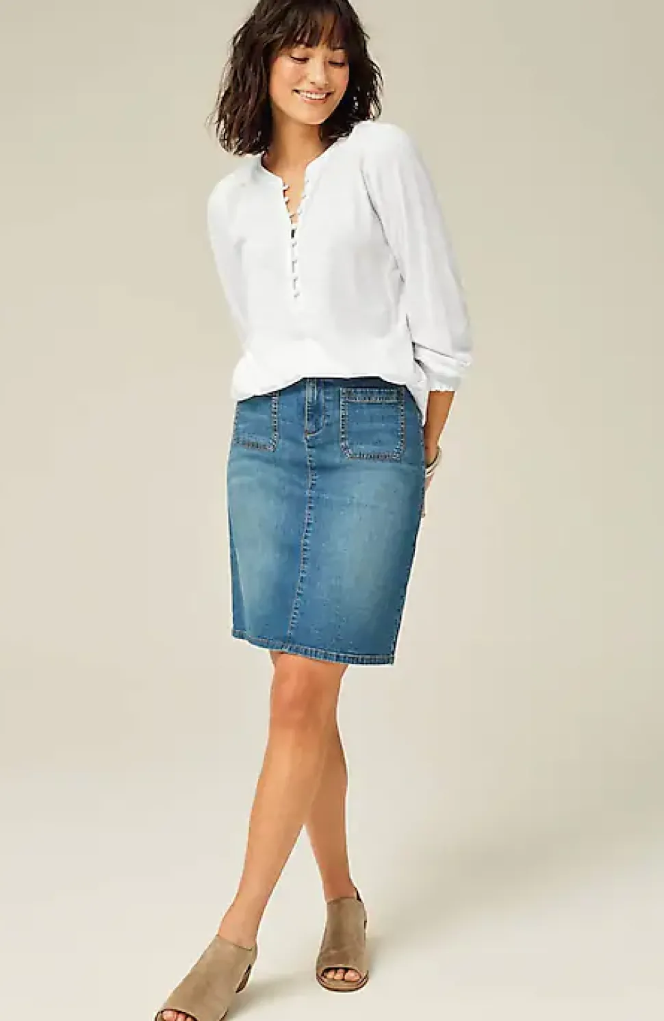 Smocked Henley Top | Jjill