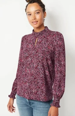 Smocked Mock-Neck Top | Jjill