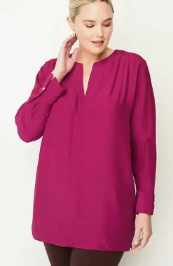 Smocked Split-Neck Tunic | Jjill