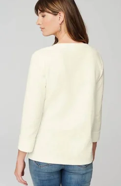 Textured-Cotton Rolled-Cuff Henley Top | Jjill