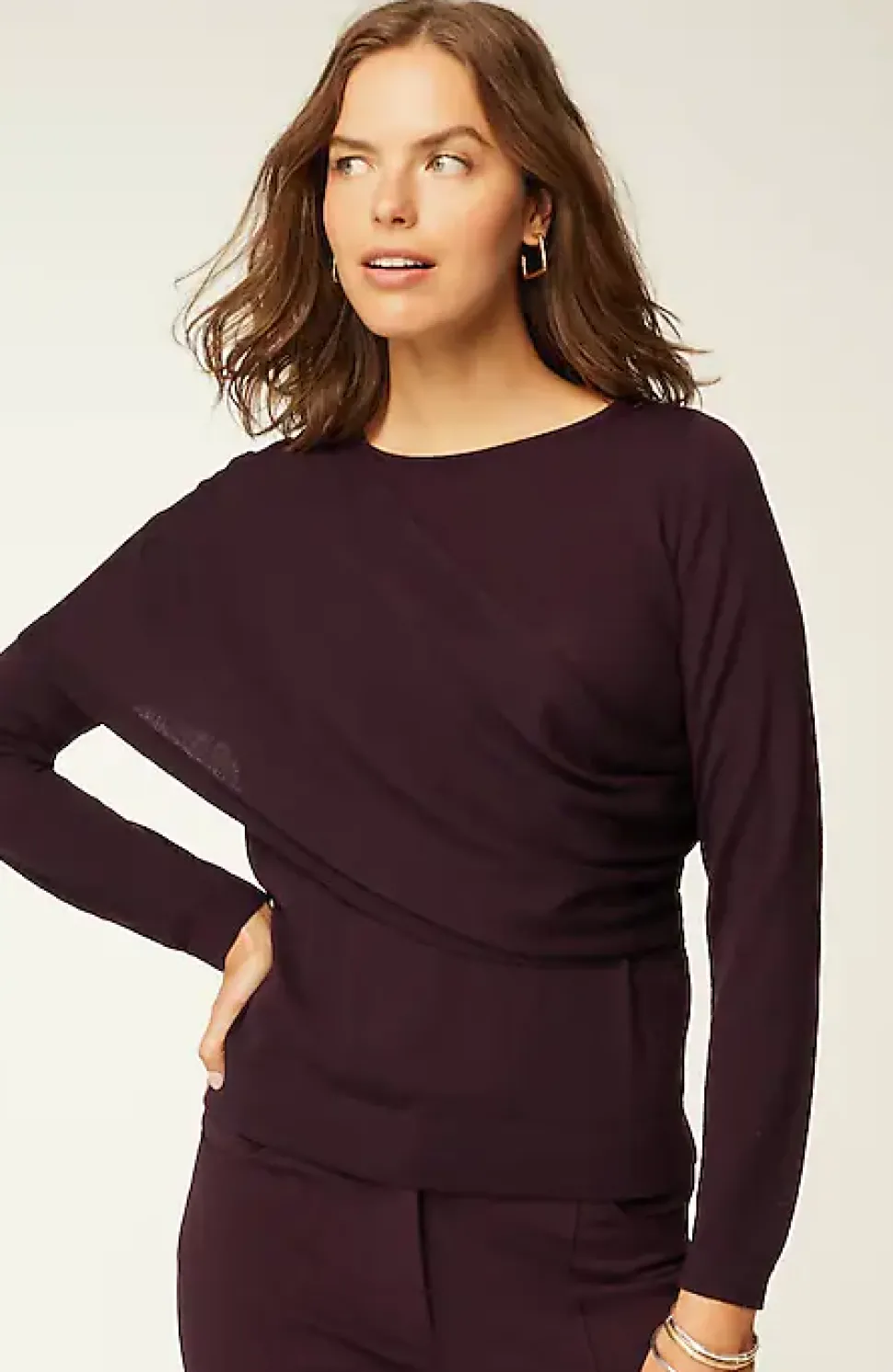 Wearever Draped-Overlay Merino Sweater | Jjill