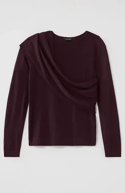 Wearever Draped-Overlay Merino Sweater | Jjill