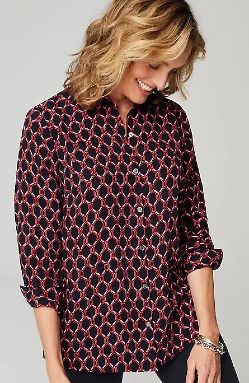 Wearever Easy-Care A-Line Button-Front Shirt | Jjill