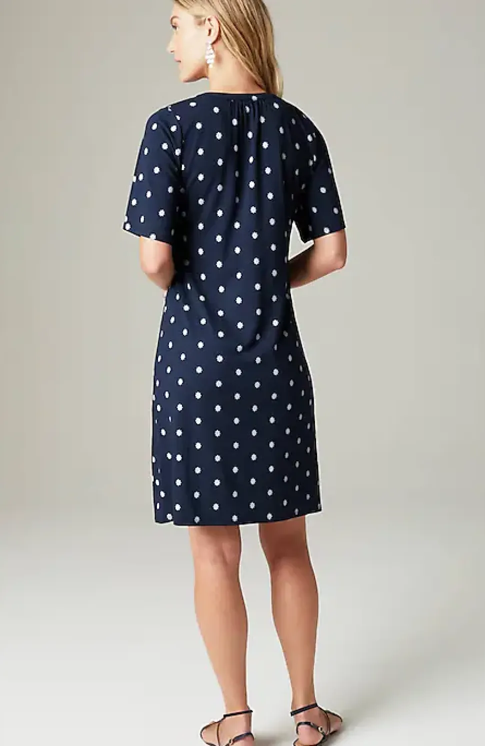 Wearever Shirred-Neckline Flutter-Sleeve Dress | Jjill