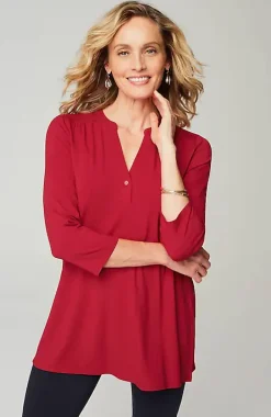 Wearever Shirred-Yoke Split-Neck Tunic | Jjill