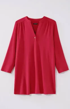 Wearever Shirred-Yoke Split-Neck Tunic | Jjill