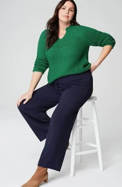 Wearever Textured Split-Neck Sweater | Jjill