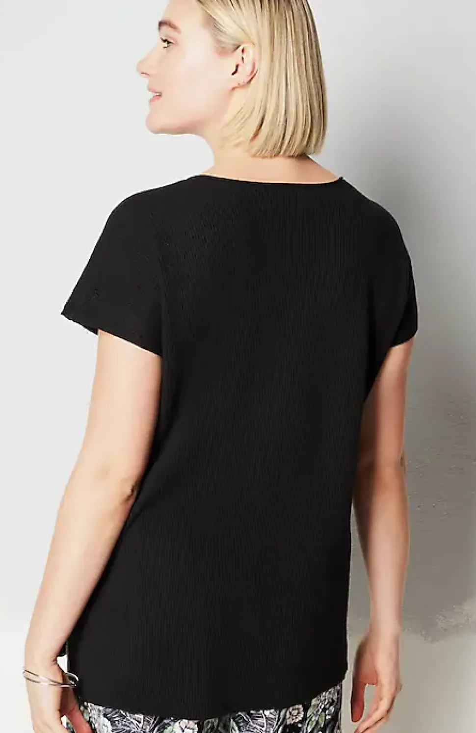 Wearever Textured V-Neck Short-Sleeve Sweater | Jjill